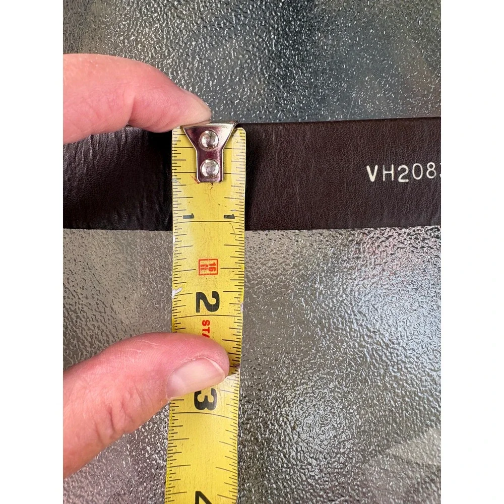 Van Heusen Men Brown Genuine Leather Belt Silver Buckle Made in Canada VH2083 36